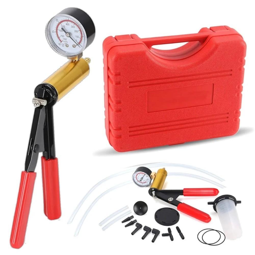 Portable Brake Bleeder Kit Durable Aluminum Manual Brake Fluid Drain Kit With Gauge 2 In 1 Handheld Vacuum Pump Kit