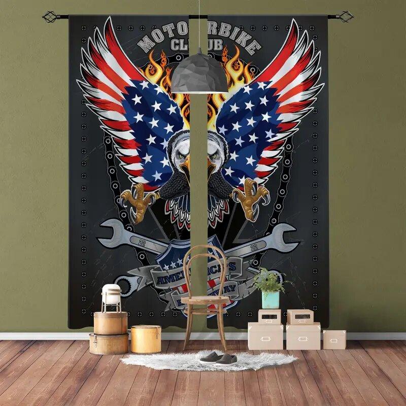 American Flag Printed Curtains Pole Bag Bedroom Living Room Home Decoration Curtain Polyester Perfect For Great