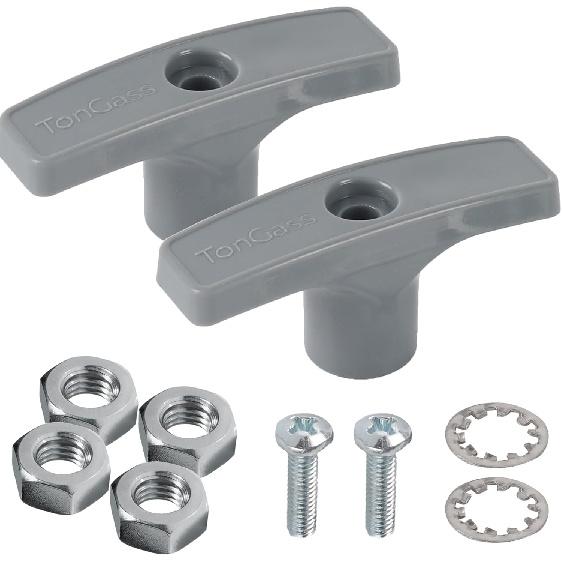 TonGass (2-Pack, Grey RV Waste Valve Handle Replacement For Extension Rod RV Parts Tank Hose Handle Waste Valve Handles Kits With 4 Nuts 2 Screws 2