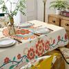 1 piece of artistic floral tablecloth - Blue, orange, and red design, suitable for home aesthetic table decorationzyc