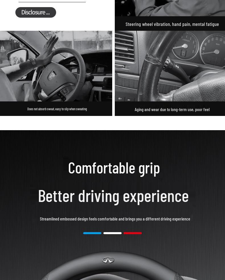 Kryt volantu z pravé kůže pro Infiniti: Pasuje na QX50, QX60, QX80, Q50, Q70L, Q50L, FX3 - Všechna roční období