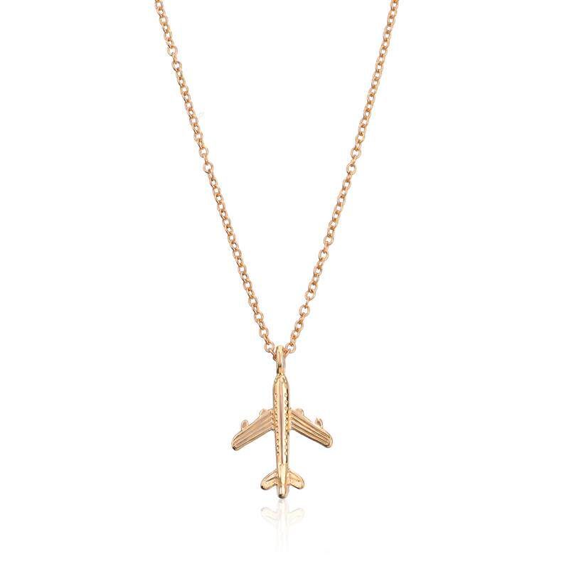 

Fashion Men s Romantic and Creative Alloy Airplane Women s Necklace Gold