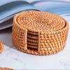 Retro Style Rattan Coaster Home Office Tea Cup Mat Round Heat Insulation Cup Pad Dining Table Decoration Coaster Tea Pot Mats