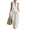 Women's Sleeveless V Neck Wide Leg Jumpsuit Loose Casual One Piece Summer Outfit