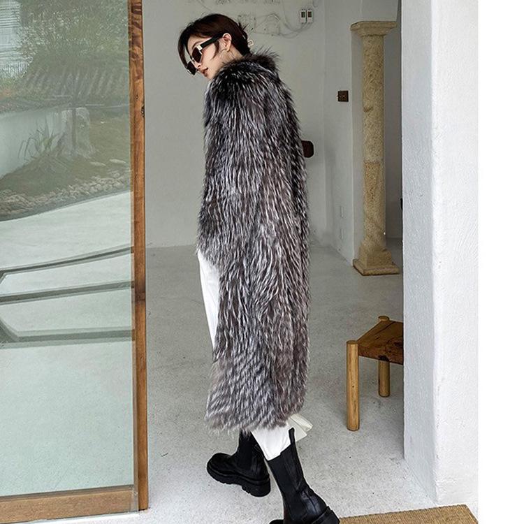 Autumn/Winter Women's Full Skin Fox Fur Long Coat Fashionable Windbreaker Slimming Design