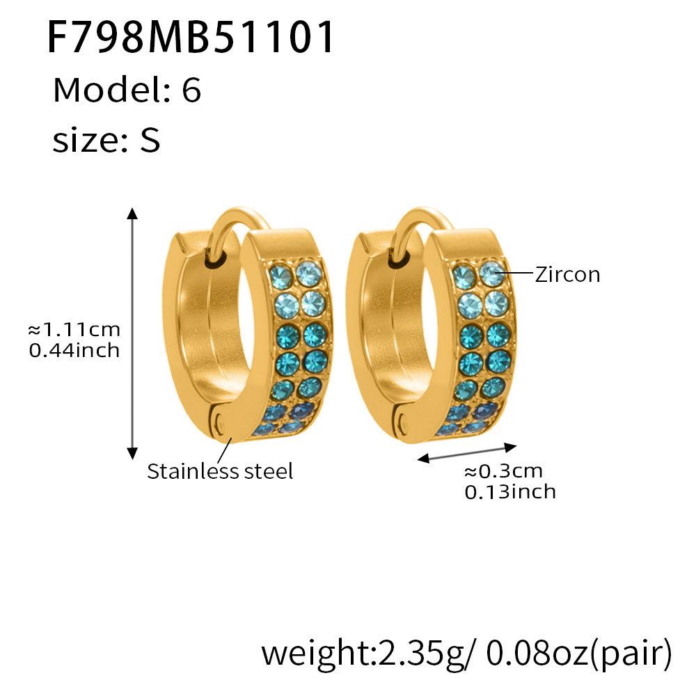 Qiong Yao Elegant Zircon-Studded Stainless Steel Earrings with U-Shaped Clasp – Fashionable, High-Quality Design for Women