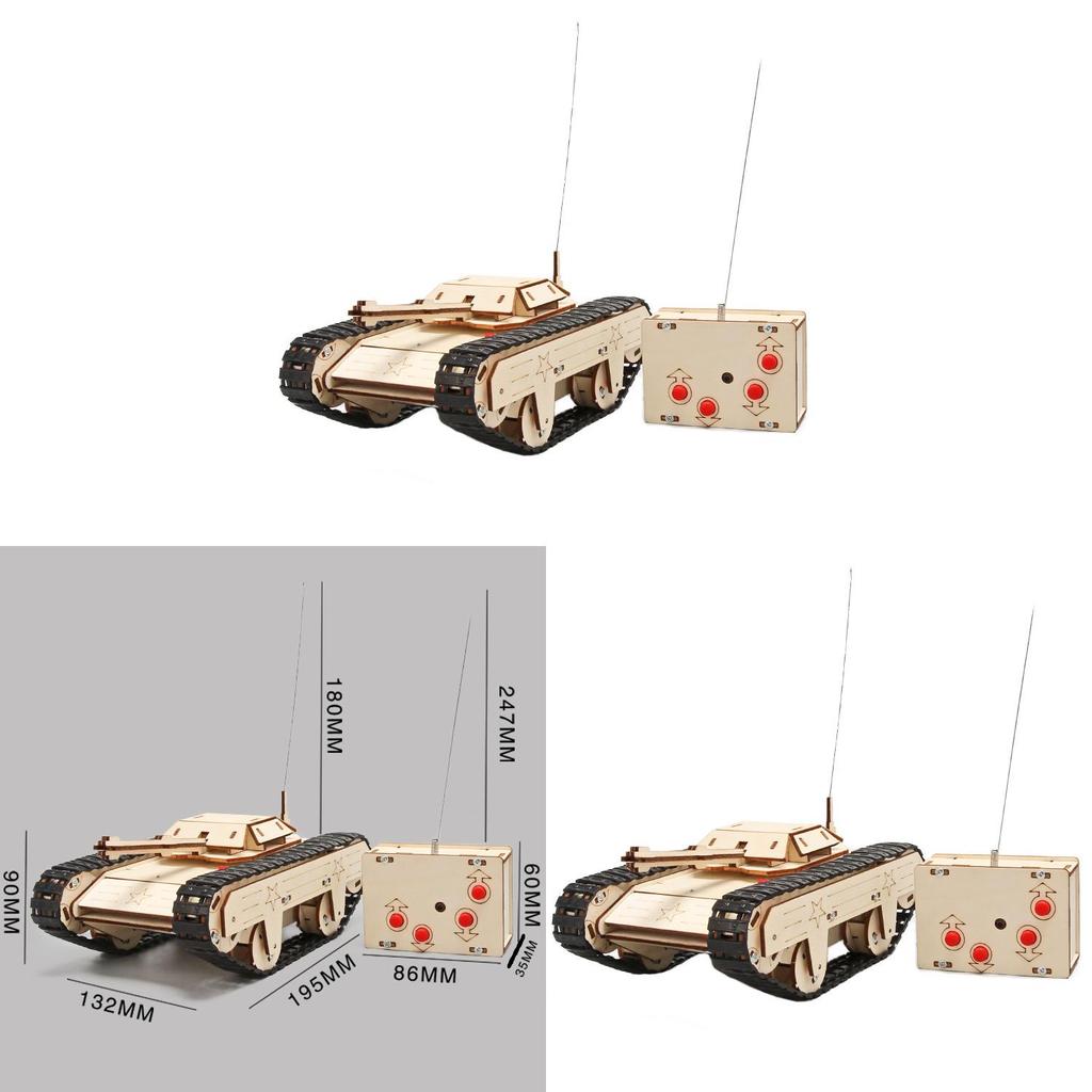 Wooden Diy Remote Control Tank Educational Toy For Kids Science Learning