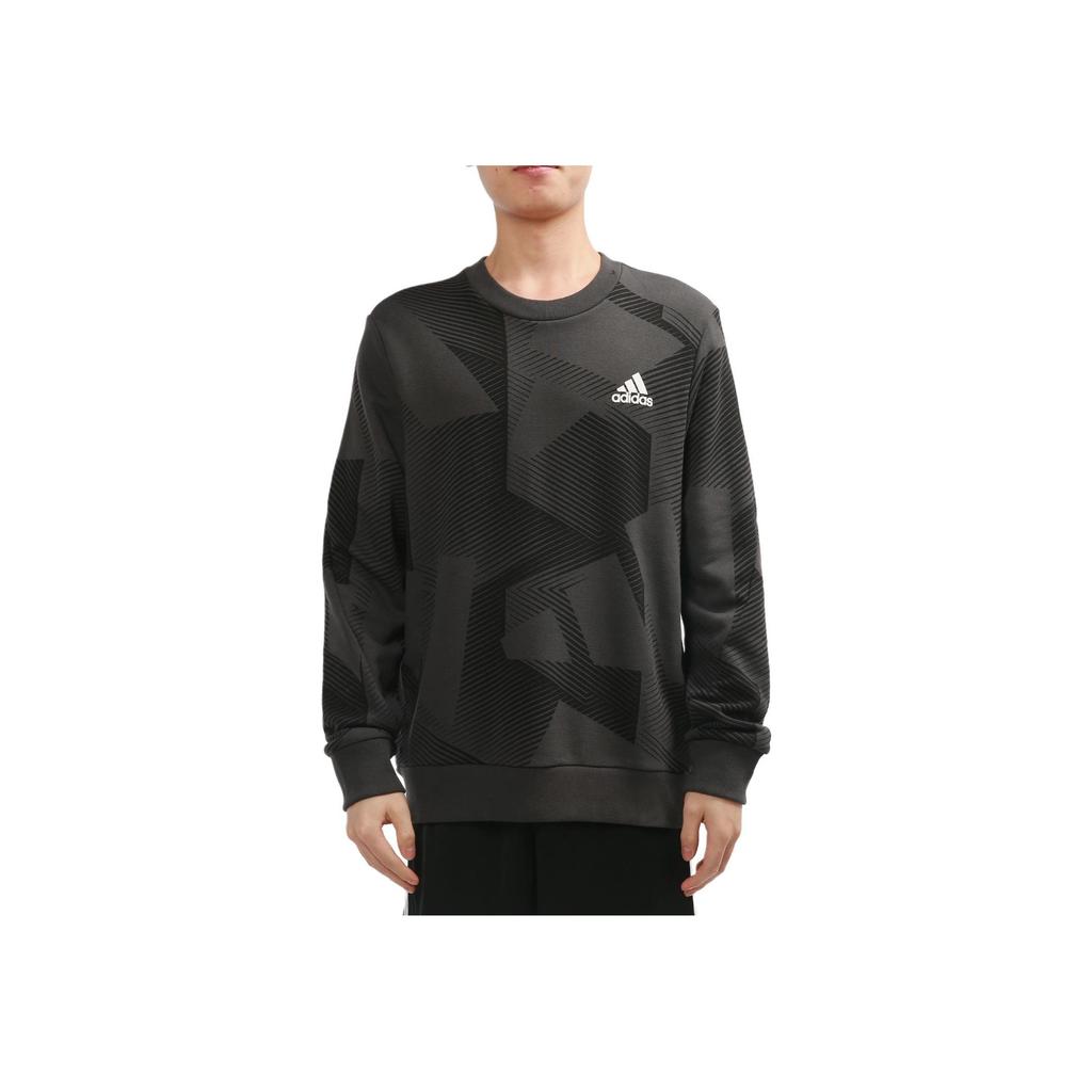 adidas M Si Grafika Pásikavá Grafická Potlač Športový Štýl Okrúhly Výstrih Mikina Pánska Mikina Čierna H44192