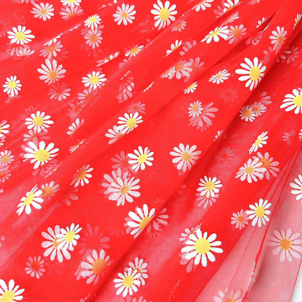 59 Zoll x 35 Zoll Tüllstoff mit Gänseblümchen-Druck für Sommer-Prinzessinnenkleider für Mädchen, Handgefertigt DIY für Vorhänge, Bekleidung, Hochzeiten, Bühnen Dekoration