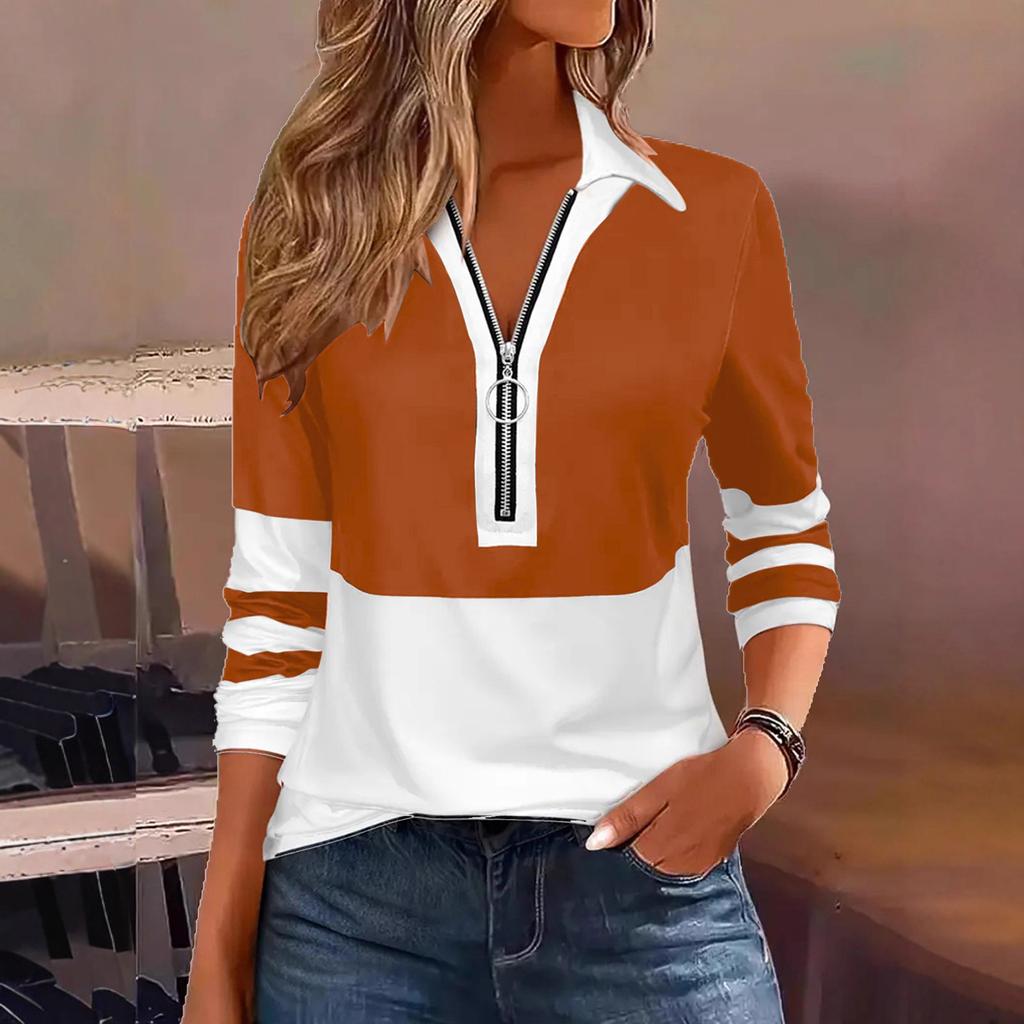 Women's Long Sleeve V Neck Blouse Business Casual Tunic Top Loose Fit Work Shirt
