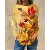 Women's 3d Printed Butterfly Flash T-shirt Fashion Long Sleeve Round Neck Regular Top Holiday Weekend Spring and Autumn Wear