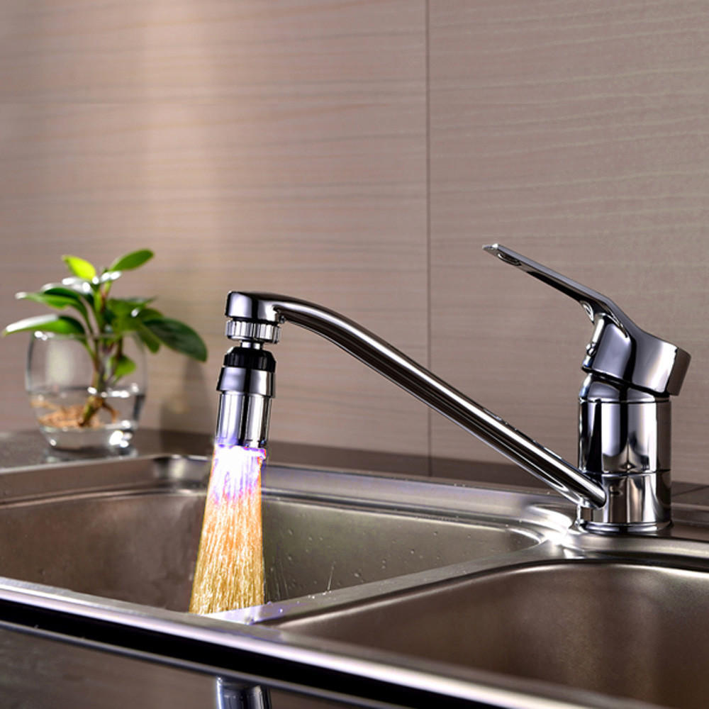 1PC Kitchen Sink 7Color Change Water Glow Water Stream Shower LED Faucet Taps Light