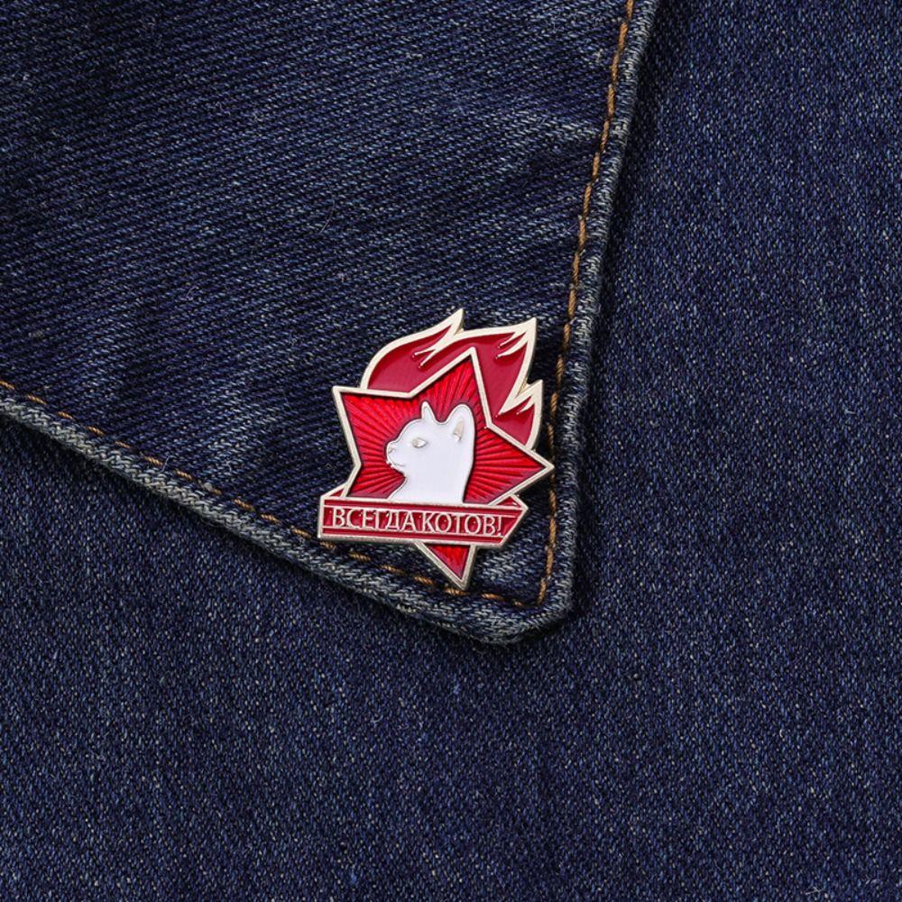 Russian Funny Cat Pins Russian Blue Cat Red Star Brooch Red Star Russian Pin Cat Lover Friends