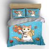 Autumn Cat with Scarf and Leaves Bedding Duvet Cover Set Duvet Cover Pillowcases  (1*Duvet Cover 2*Pillowcases, Without Duvet Insert)