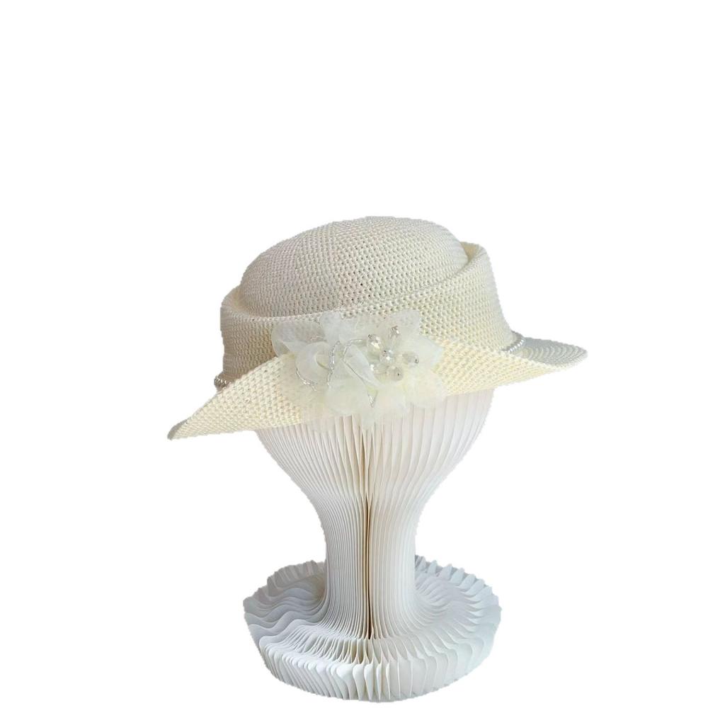 French Hepburn Elegant Top Hat Women's Spring and Autumn Thin Breathable Thousand Gold Wind Sun Hat Shade Sun Protection Hat
