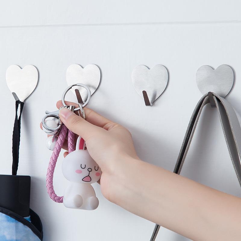Minimalist Seamless Adhesive Love Heart Wall Hook for Kitchen & Bathroom