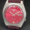 SEIKO 5 AUTOMATIC 7009A VINTAGE JAPAN MENS RED COLOR DIAL WATCH a701480-5 R206b-a701480