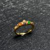 Ancient Gold Craftsmanship Inlaid Colorful Gemstones Rings For Women Fashion Crystal Neutral Style Jewelry Opening Adjustable