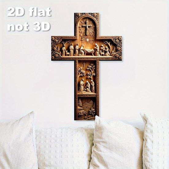 Yousheng Vintage Jesus Christ Wall Decoration 2D Wooden Savior Wall Art Home Office Living Room Bedroom Wall Hanging Christian Religious Ornament