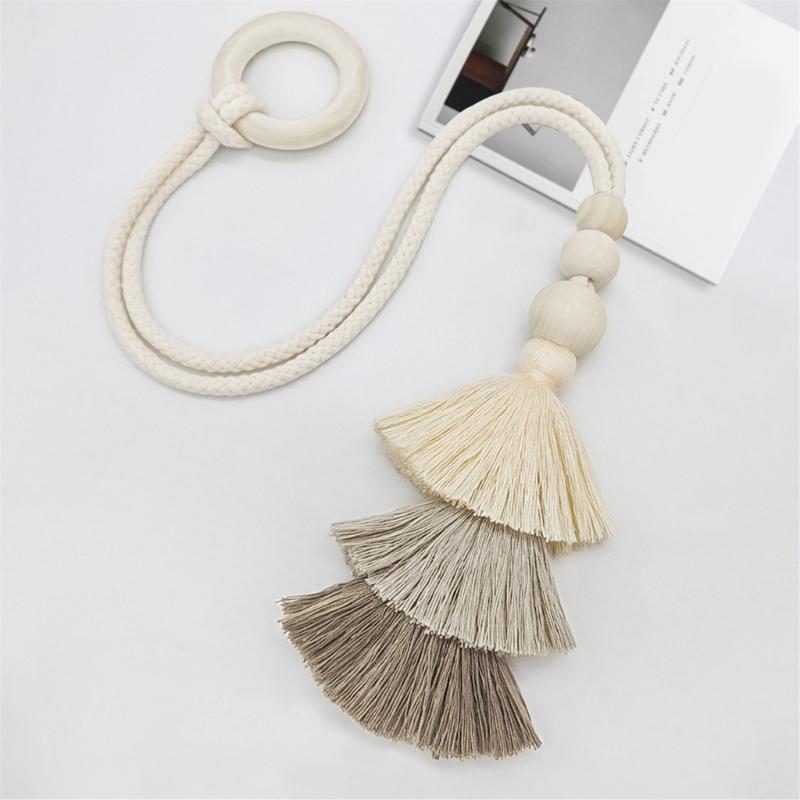 2pcs Curtain Tiebacks With Tassels Cotton Rope Holder Curtain Ties For Bedroom Living Room No Installation Needed