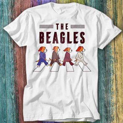 La Parodia di Abbey Road dei Beagles Attraversamento Pedonale Cane Beagle Maglietta Top Tee 311