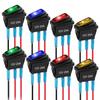 8Pcs 12V Rocker Switch, 20A SPST 3 Pin ON/Off Waterproof Toggle Switch with LED for Car ATV RV Boat Truck (4 Colors)