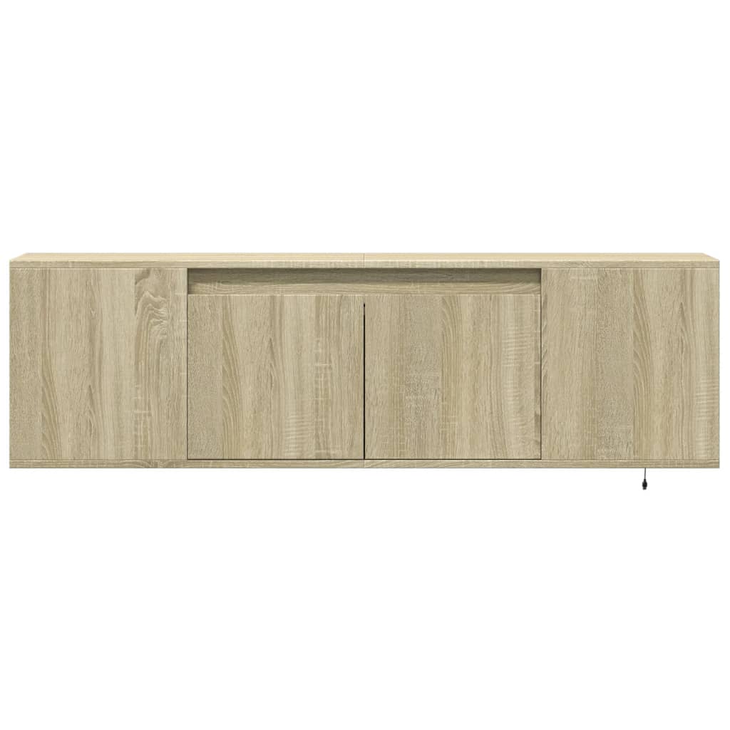 TV Wall Cabinet with LED Lighting Sonoma Oak Finish 135 x 31 x 39.5 cm