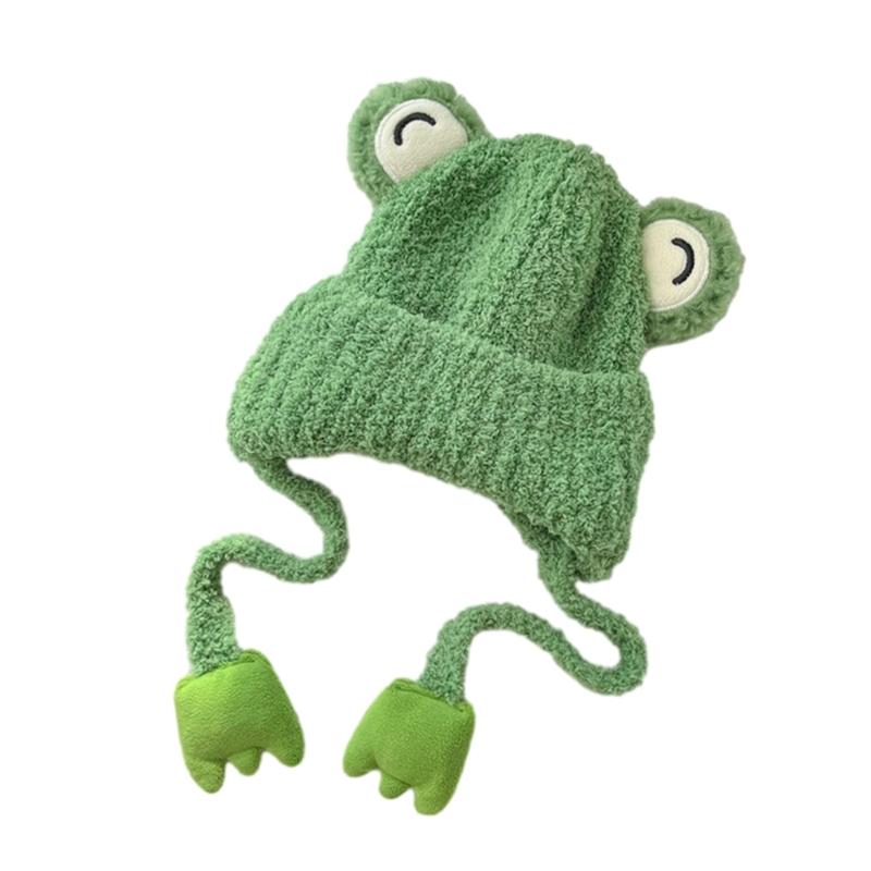 

Осенне-зимняя теплая шапка с ушками и завязками на подбородке, милая мультяшная шапочка-бини, мягкий чепчик, теплый головной убор для детей