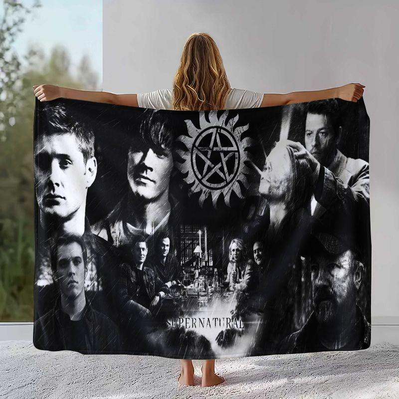 SPN Supernatural Dean Sam TV Flannel Blanket,Ultra Soft Warm Plush Throw for Home Bedroom Bed Sofa Cover Office Camping Picnic
