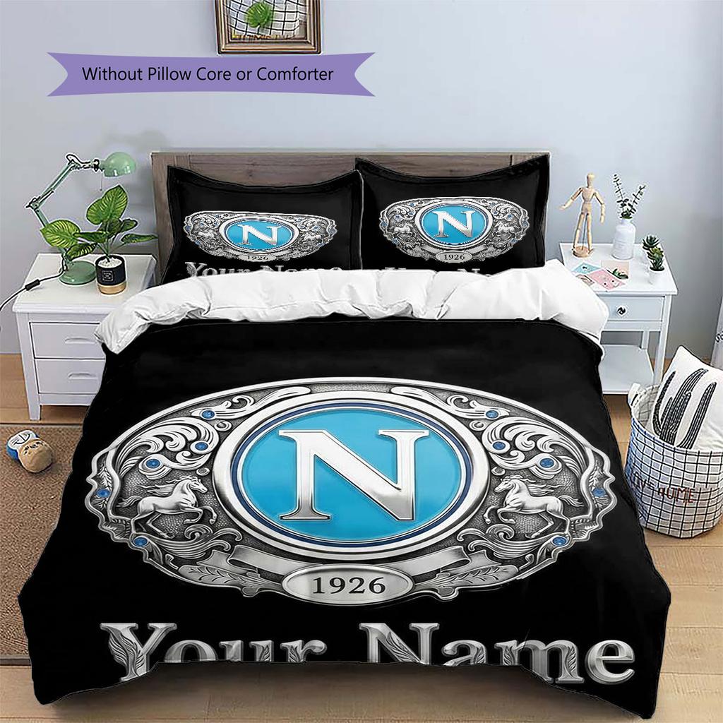 SSC Napoli Custom Name Pattern Bedding,Quilt Set Quilt Cover Pillowcase Home Birthday Gift(1 * duvet cover + 2 * pillowcase, without core)