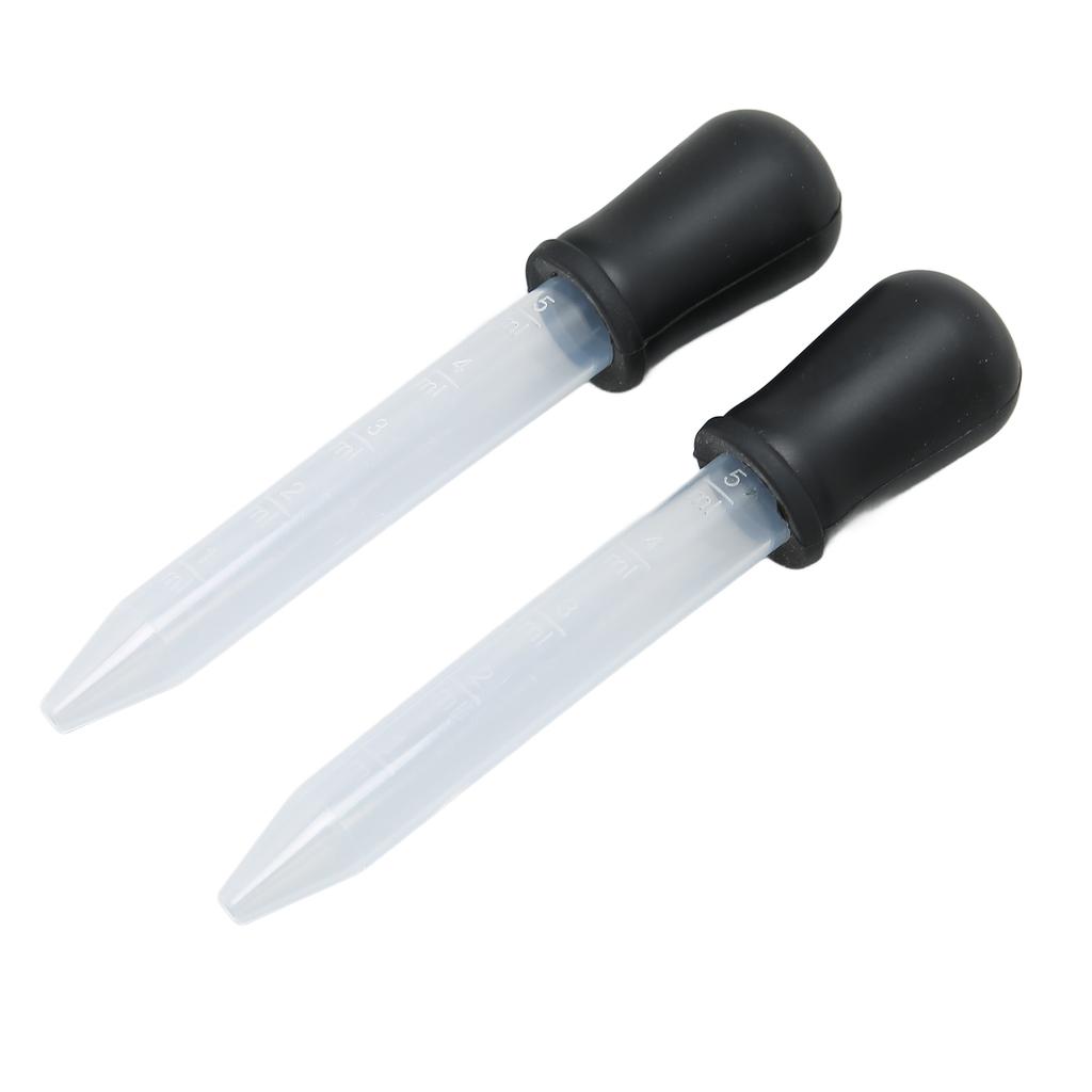 2pcs Liquid Dropper 5ml Capacity Safe Reliable Light Weight Compact Portable Pipettes for Scientific ExperimentsBlack