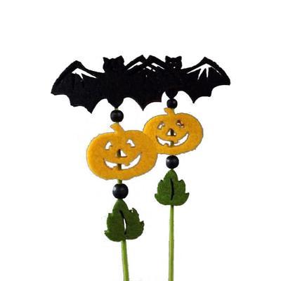 Black Felt Bats with Pumpkins - Halloween Decoration