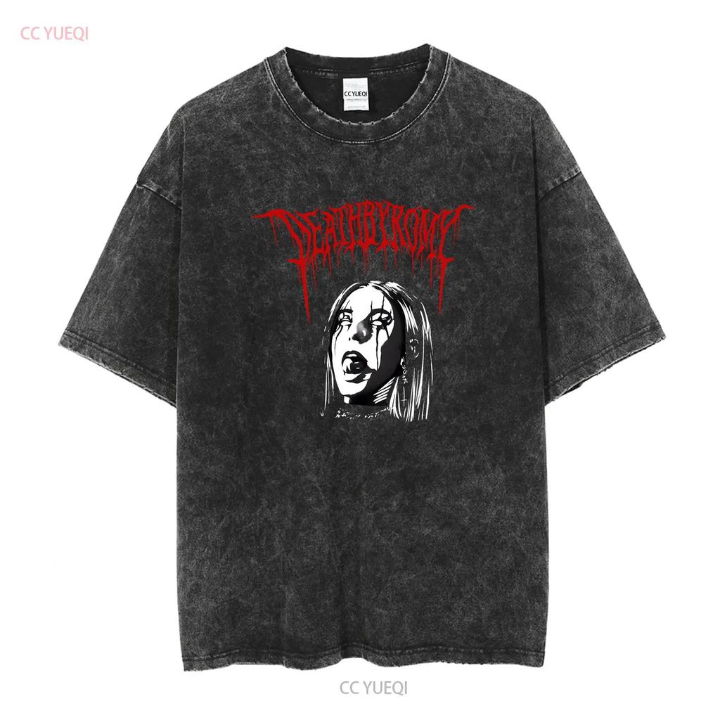 Deathbyromy Black Large T Shirt long or short sleeves vintage Washed Slightly Casual Versatile streetwear homme Stylish