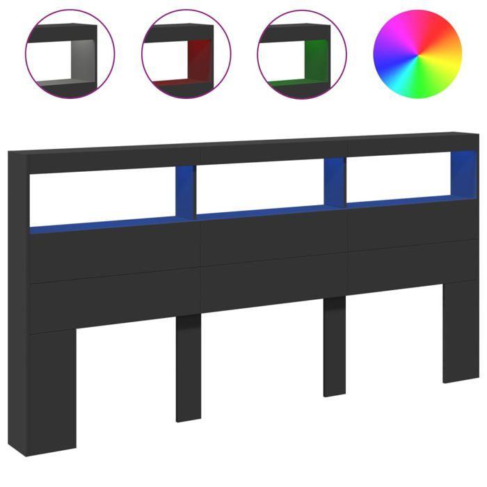 VidaXL Armoire Tête de Lit avec LED, Tête de Lit avec Compartiment, Meuble de Rangement Chambre à Coucher, Accessoire de 839218