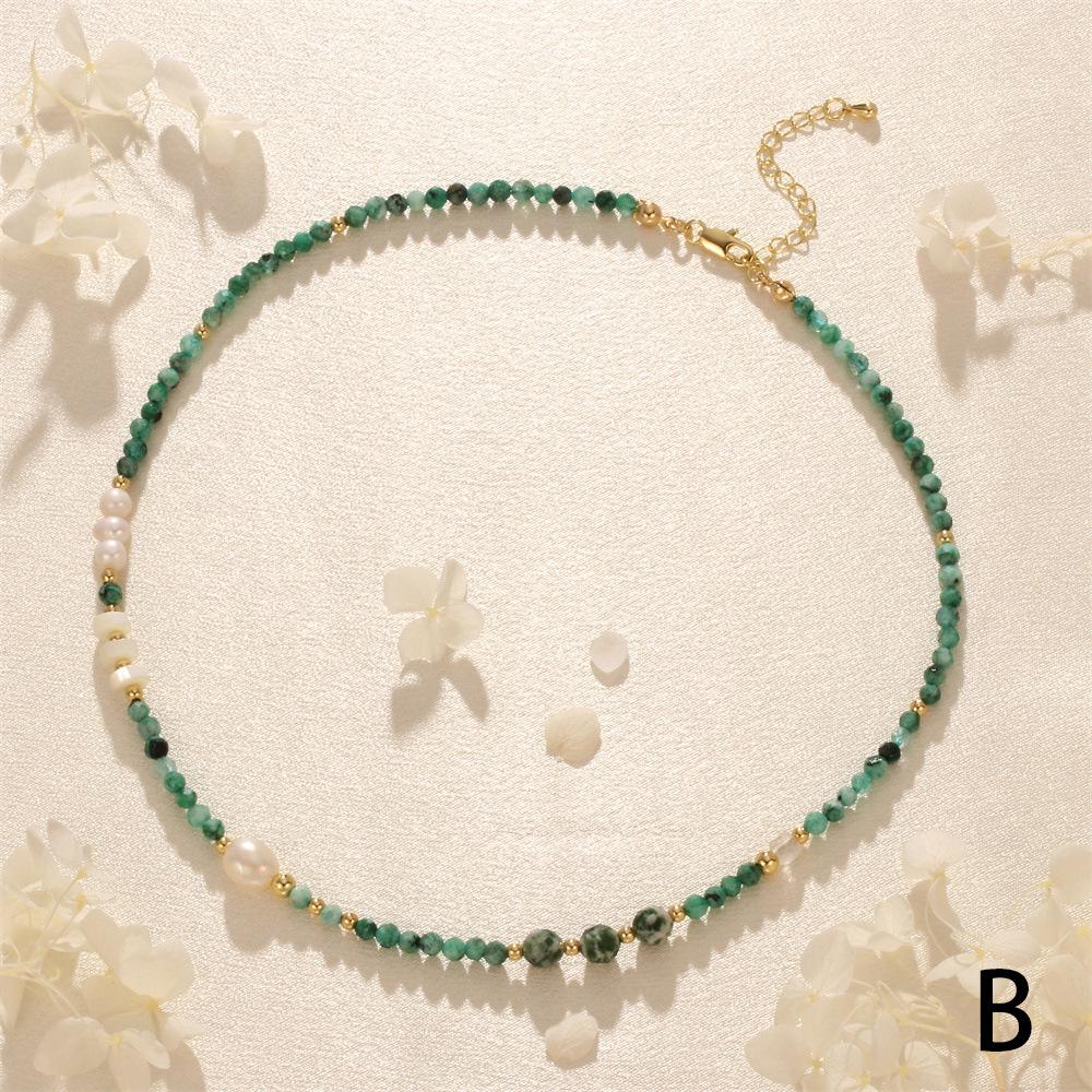 Handcrafted French Design Agate and Freshwater Pearl Necklace