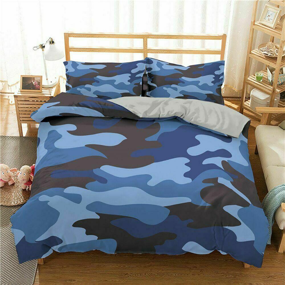Camouflage Duvet Cover Set, Camouflage Concept Concealment Artifice Hide Force Uniform Pattern Fashion, 3 Piece Bedding Set