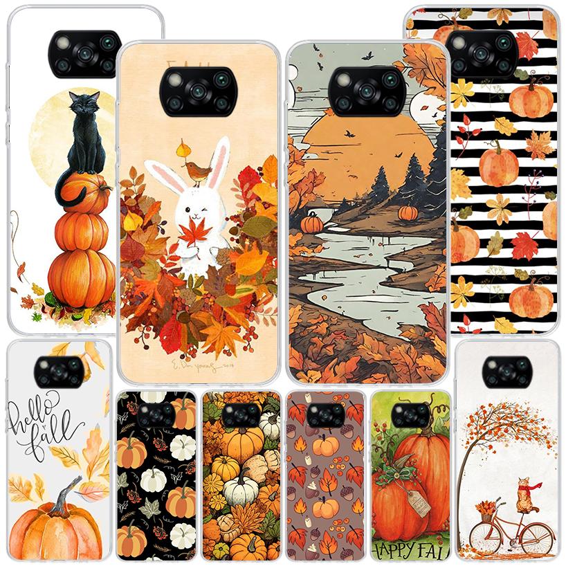Pumpkin Happy Fall Autumn Phone Case For Xiaomi Poco X7 X6 X5 Pro F7 Ultra Redmi 15C 15 13C 13 12C 12 10 10A 10C 9 9A 9C 9T Cove