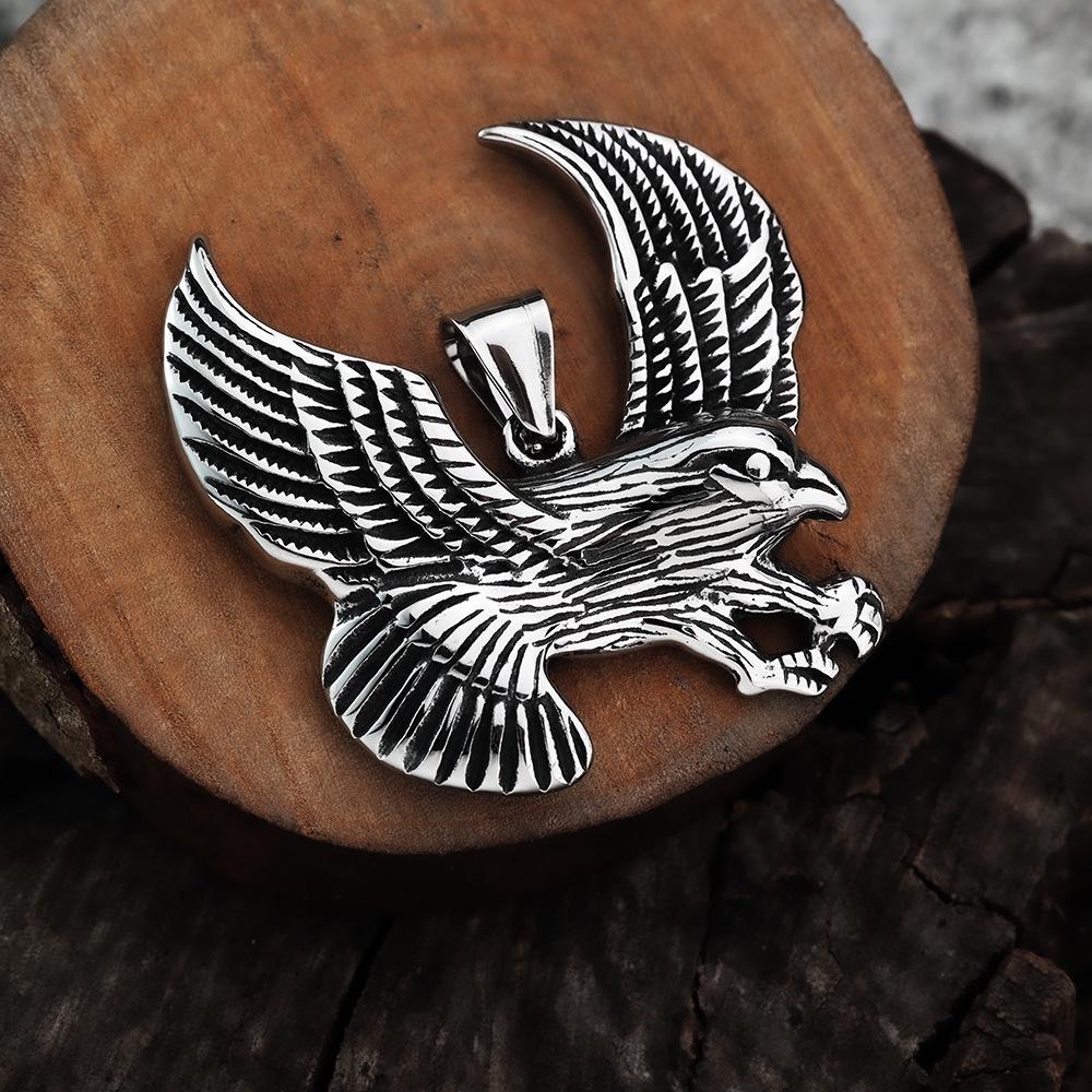 Men's Retro Eagle Wing Pendant Necklace - Stainless Steel
