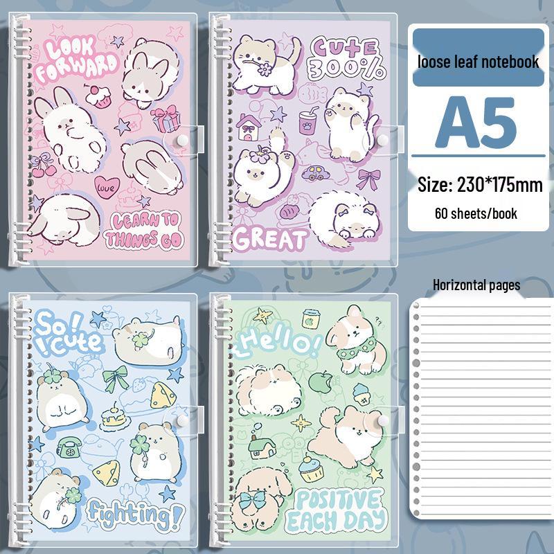 Weiches Süßes PVC-Leder Notizbuch mit losen Blättern, 16K, Hohe Haltbarkeit für Schüler