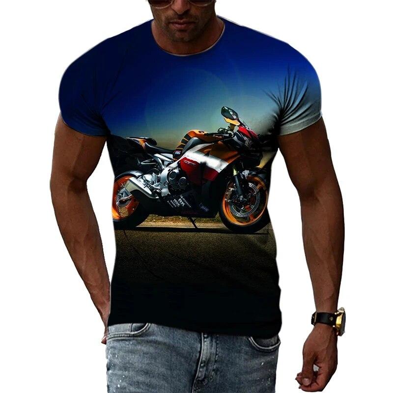 Móda Muži Motocyklová trička s grafikou Léto Ležérní Trend Potištěná trička Osobnost Kulatý výstřih Oversized Topy s krátkým rukávem