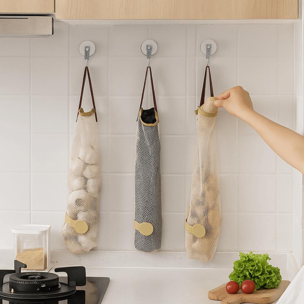 5Pcs Bottom Open Mesh Hanging Bags Large Capacity Garbage Bag Holder  Bedroom