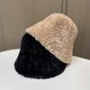 Imitation Lamb Wool Bucket Hat Women'S Solid Color Casual Versatile Basin Hat Winter Thickened Cold Warm Bucket Hat