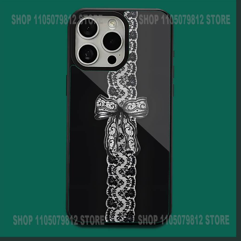Black lace print New Hot Phone Case For iPhone 16,15,14,13,12,11,Plus,Pro,Max,Mini Soft Magesafe Magnetic Wireless Charge
