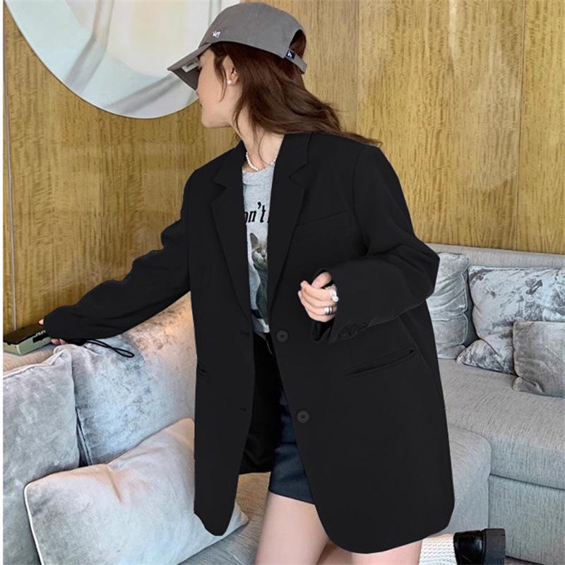 Women's Gray Petite Korean-Style Suit Jacket - Spring/Autumn 2025 Casual High-End Design