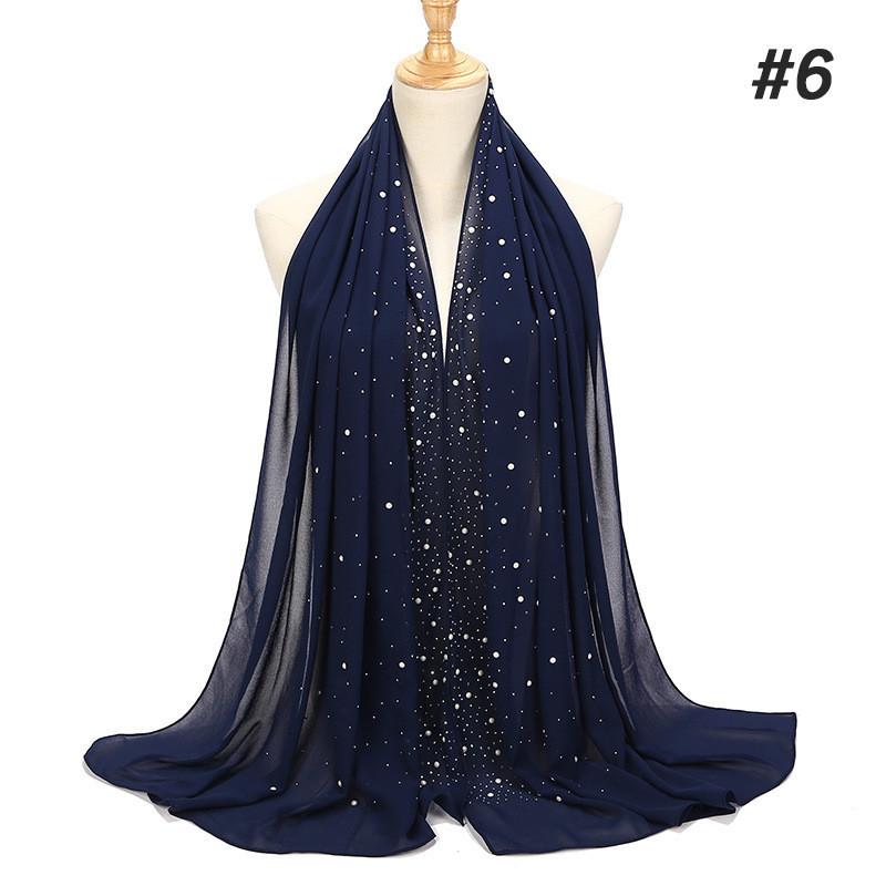 women plain bubble pearl chiffon scarf Head hijab wrap solid shawls headband foulard femme muslim hijabs stores