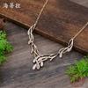 New enamel color hollow irregular petal necklace women's creative simple high-end flower necklace