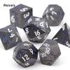 7 Pcs Black Flower Metal Dice Solid Metal Polyhedral Dice Set Suitable for Role-Playing RPG Board Game Card Game