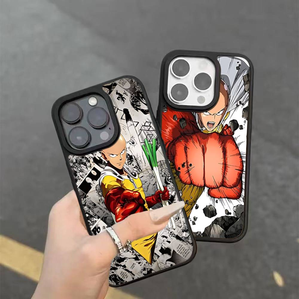 Anime Japanese Classic ONE P-PUNCH-MANS Phone Case For IPhone 17 16 Pro Max 11 12 13 14 15 Hard PC+TPU Bracket Back Cover