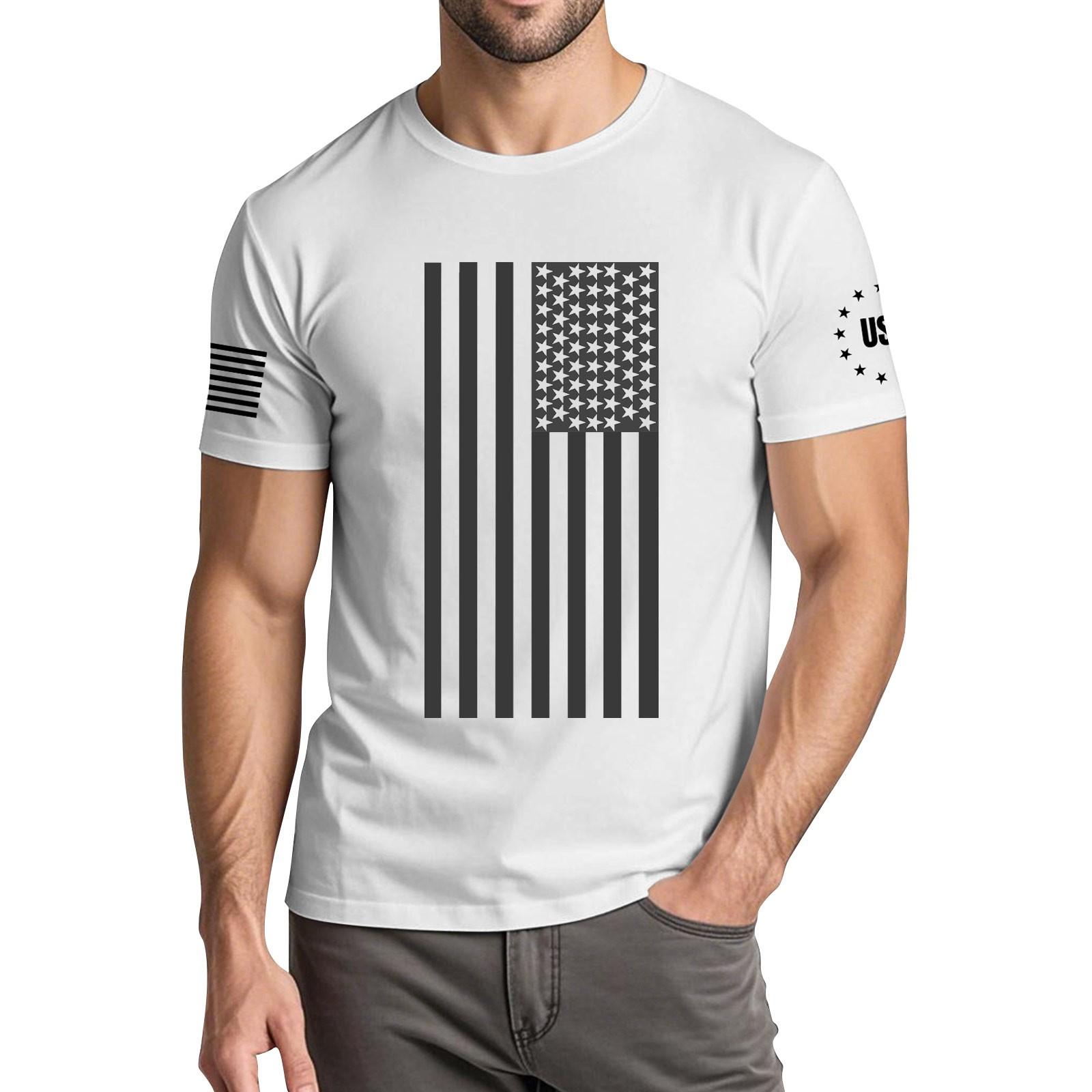 

Мужская модная повседневная футболка с круглым вырезом и коротким рукавом с принтом «День независимости» L белый