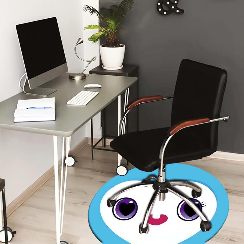 

1pc Heart Character Cute Blue Purple Eyes Round carpet, Made of Polyester,Perfect for Decorating Office Chairs, Living Rooms,fplt108 80cm by 80cm